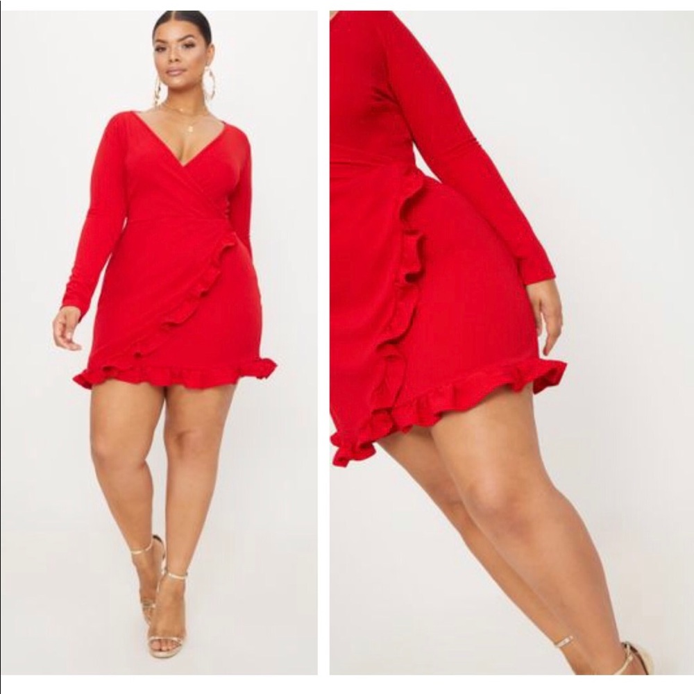 PLT Red Ruffle Dress